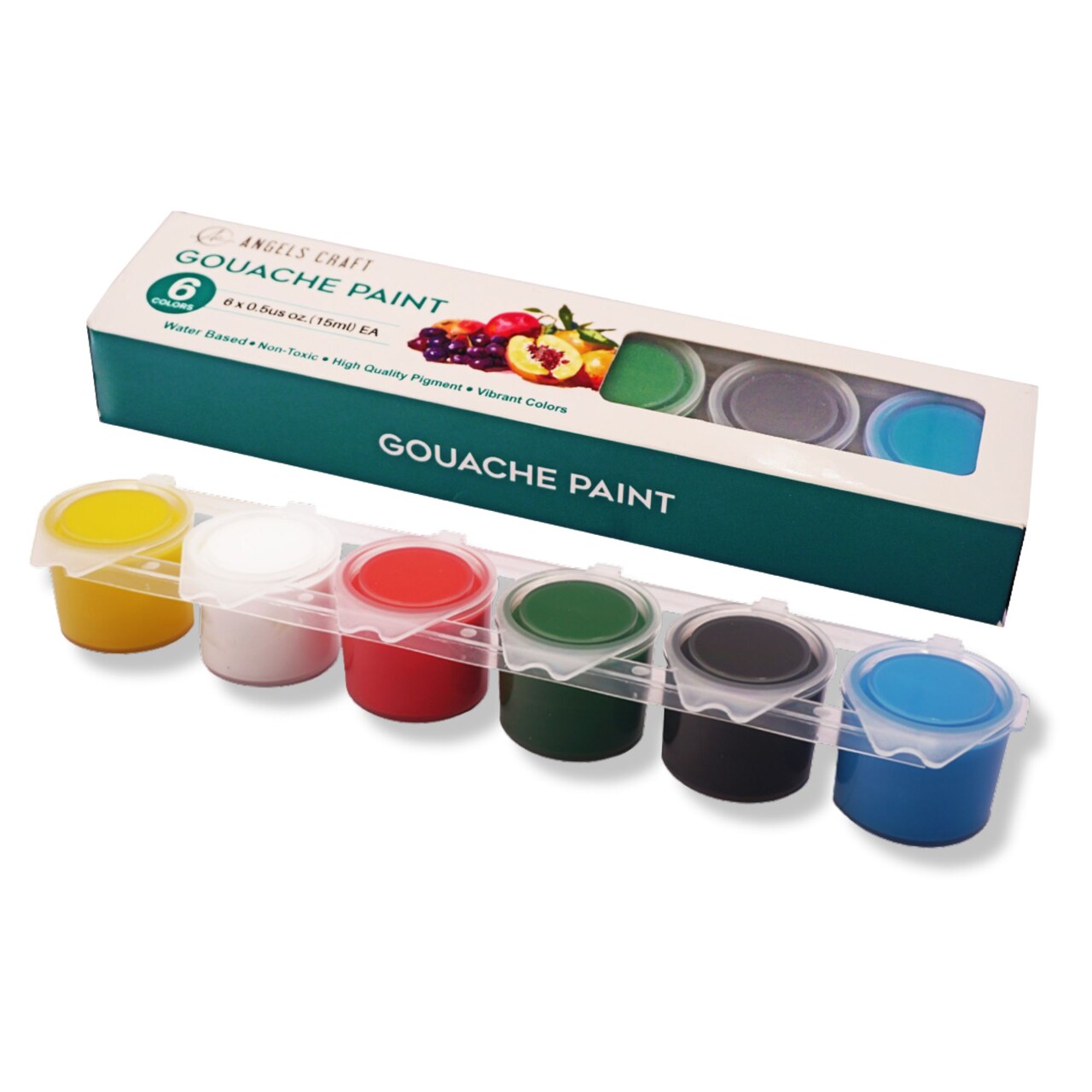 Angels Craft 6 Color Water Based Gouache Paint, 0.5oz(15ml) each, Great for beginners. Matte Opaque finish